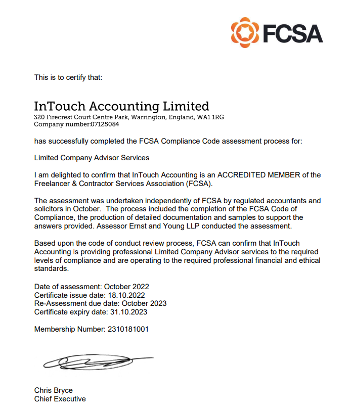 We at Intouch are delighted to announce that we have passed our annual FCSA compliance code assessment.

We are extremely proud to be helping contractors and agencies in the recruitment industry remain compliant.

#FCSA #compliance #recruiter #contractors