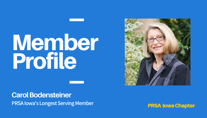 PRSAIowa's tweet photo. This month we’re spotlighting PRSA Iowa’s longest-serving member, Carol Bodensteiner! Learn more about Carol, her career, her experience with PRSA Iowa and more. https://t.co/sI9MXR0qQL https://t.co/PVYtHXb9ux