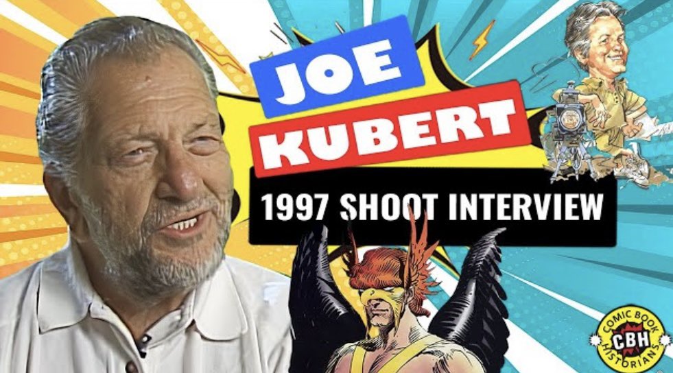 #JoeKubert career interview shot in 1997 on set discussing his Golden, #Silver, #Bronze and #ModernAge involvement in both #superhero and nonsuperhero #comicbooks is clickable here:youtu.be/pHUNJjXYVrI. #Hawkman, #GreenBerets, #graphicnovels