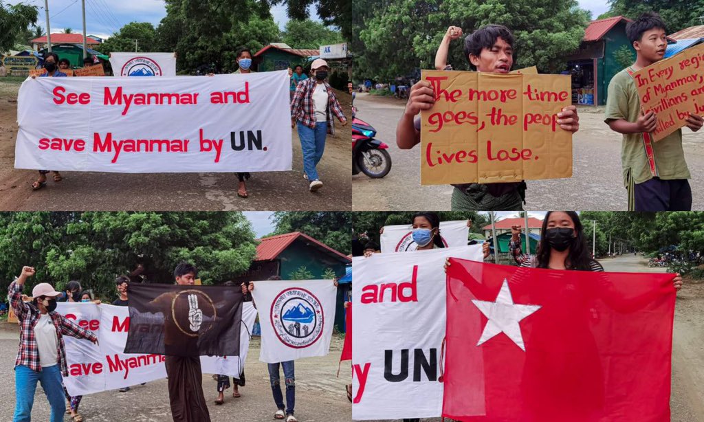 Anti-coup revolutionary strike in somewhere in Sagaing region.  Photo: CJ  #2022Oct24Coup #PrayForKachin #WarCrimesOfJunta #WhatsHappeningInMyanmar