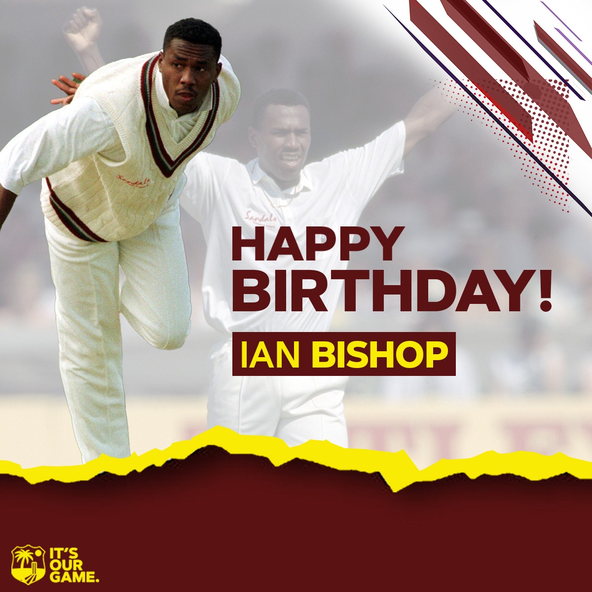 Happy birthday to former WI fast bowler and commentator, Ian Bishop!  