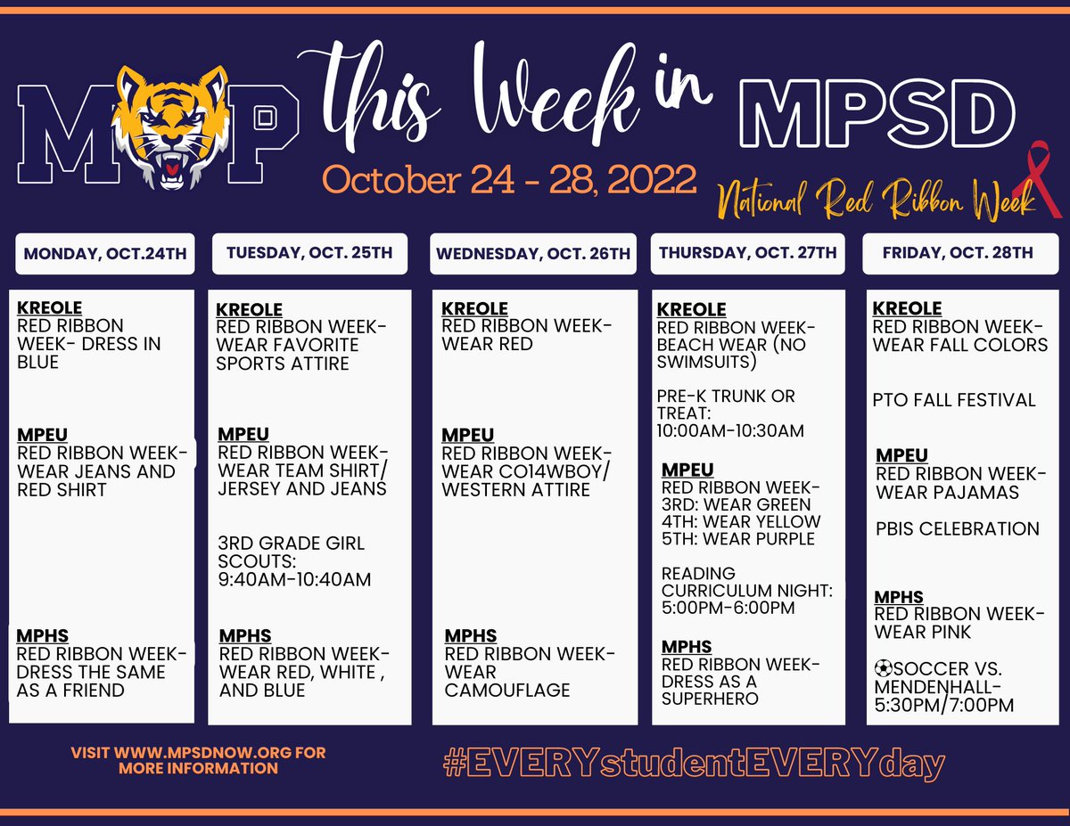 This week in MPSD, October 24th - 28th. 
#MPALLIN #parentalengagement