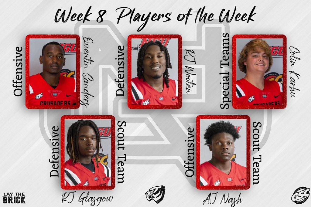 NGUFootball1's tweet photo. Week 8 Players of the Game vs West Alabama‼️

#LayTheBrick | #2TheVill3 https://t.co/fEAqlJvymp