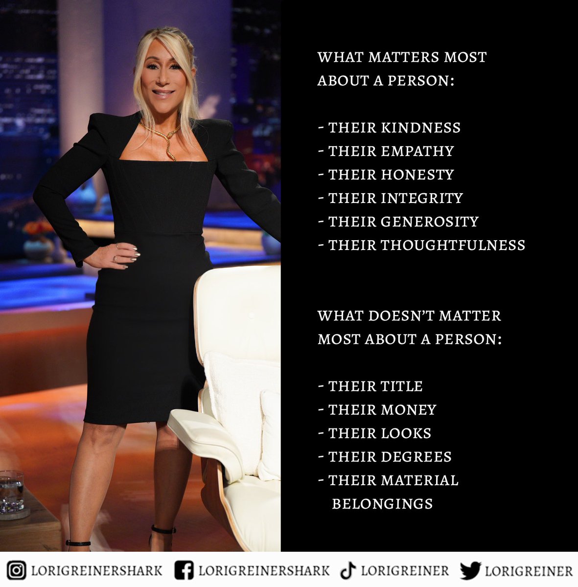 LoriGreiner's tweet photo. What do you think matters most about a person? 

#whatmattersmost #goodpeople https://t.co/IIS0qwrgdc