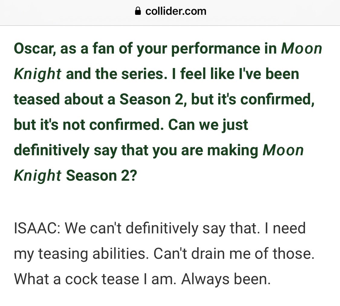 Cock Tease' Oscar Isaac Gives Moon Knight Season 2 Update