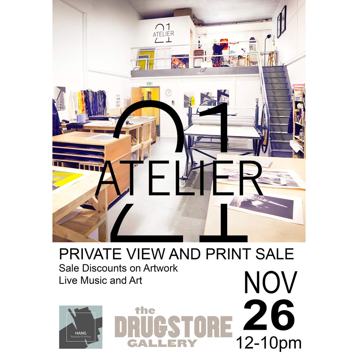 Atelier21Studio's tweet photo. 🔥🔥PRIVATE VIEW AND PRINT SALE🔥🔥
All welcome! Artwork, live DJ set and exclusive discounts on prints from @Atelier21Studio artists @BridgeVirginia @sorayaschofield_art @barrycawston @TheadoraBWay 

26th November 12-10pm

#contemporaryart #atelier #print #sale #privateview https://t.co/kQ4jDfi6Gb