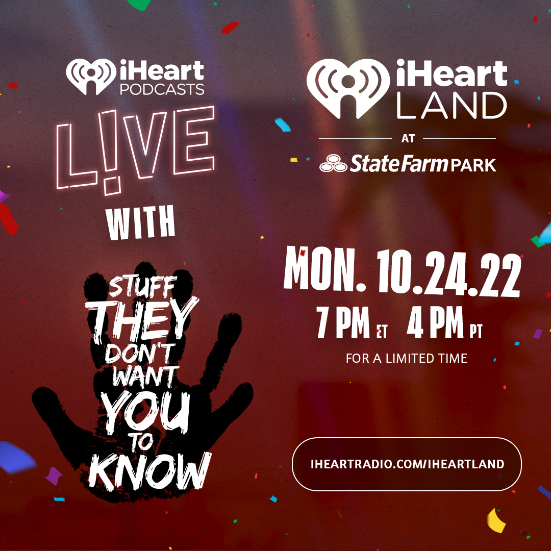 This Halloween, come hang with us in #iHeartLand for a spooky special episode of the Stuff They Don't Want You to Know podcast. Join the hosts from @ConspiracyStuff starting Monday, October 24th at 7pm ET at @StateFarm Park in iHeartLand. Check it out: iheartradio.com/iheartland.