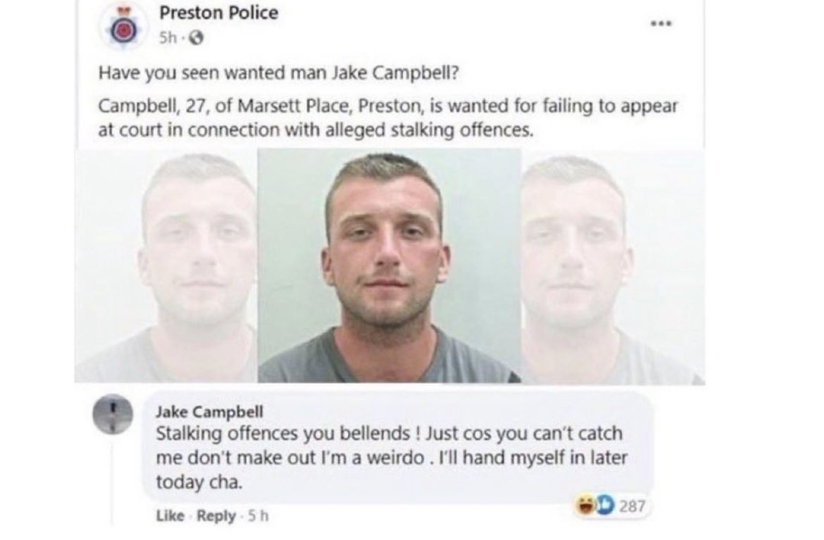 UKMusicMediaTV's tweet photo. Man replied to the Police on Facebook 😂 https://t.co/V7QDEBwmUI