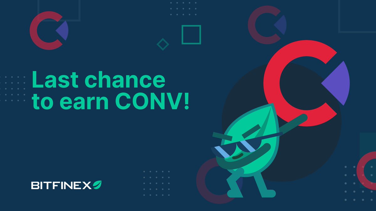 Hold and earn with the Convergence Staking Airdrop - It’s not too late to join now! ⏰ ✅ Buy or deposit & HOLD 5,000 $CONV 🙌 Earn CONV on Bitfinex! ow.ly/MKyy50LjeeS #CONVAirdropOnBFX #AirdropOnBFX