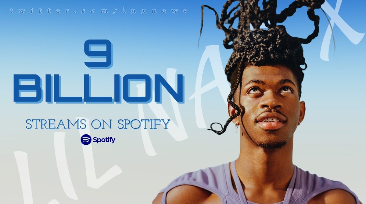 Lil Nas X has now surpassed 9 BILLION total streams on Spotify. He achieved this as a lead artist on every song.