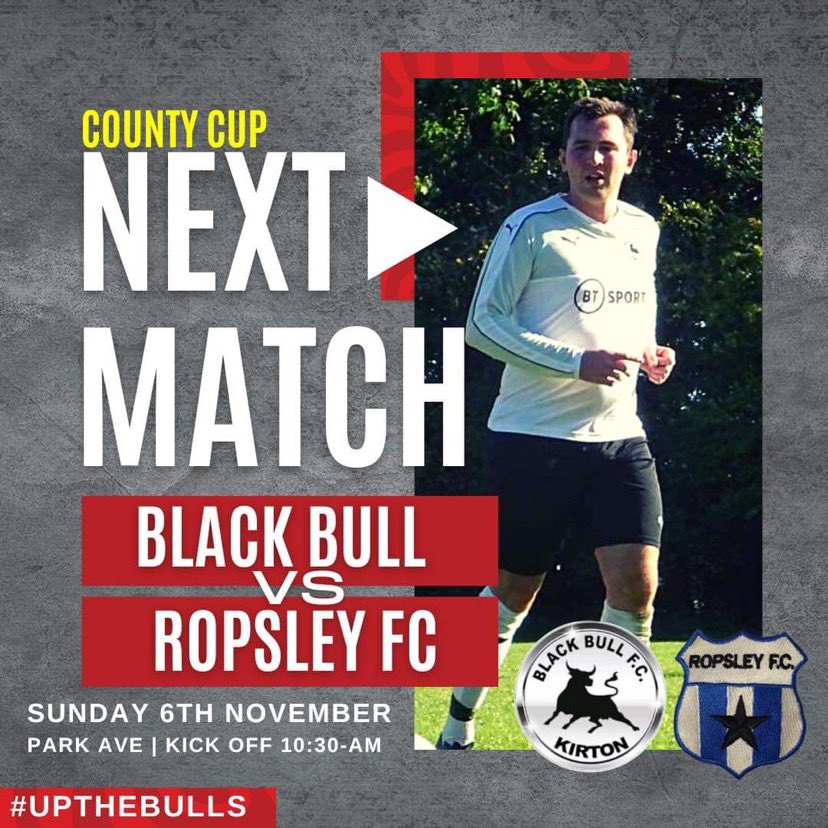 No game this Sunday but next game we face a tough Ropsley Fc in the county cup.