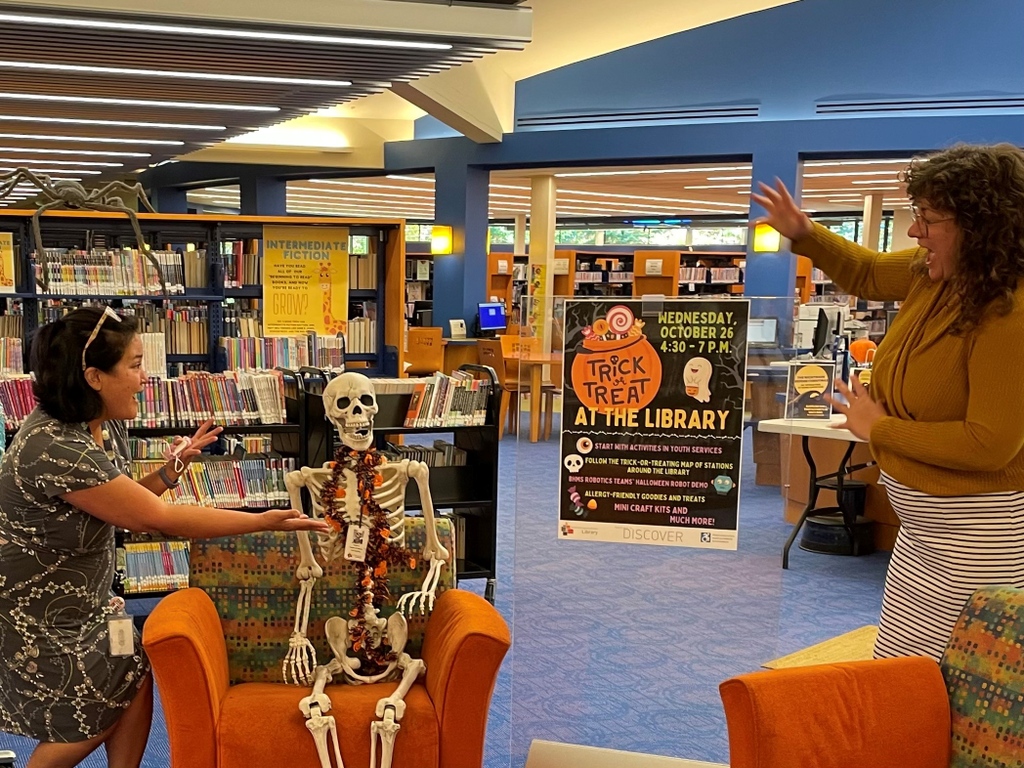 BTPL_MI's tweet photo. We are just SOOOOO excited about our upcoming Trick or Treat event this Wednesday, October 26th from 4:30-7:00! Katherine and Patricia can't stop talking about it! Maybe they talked about it a little too long.... 😬
#LibraryHalloween #GarbanzoTheSkeleton #BTPL #BloomfieldTwpMI https://t.co/2bsjdZWdMF