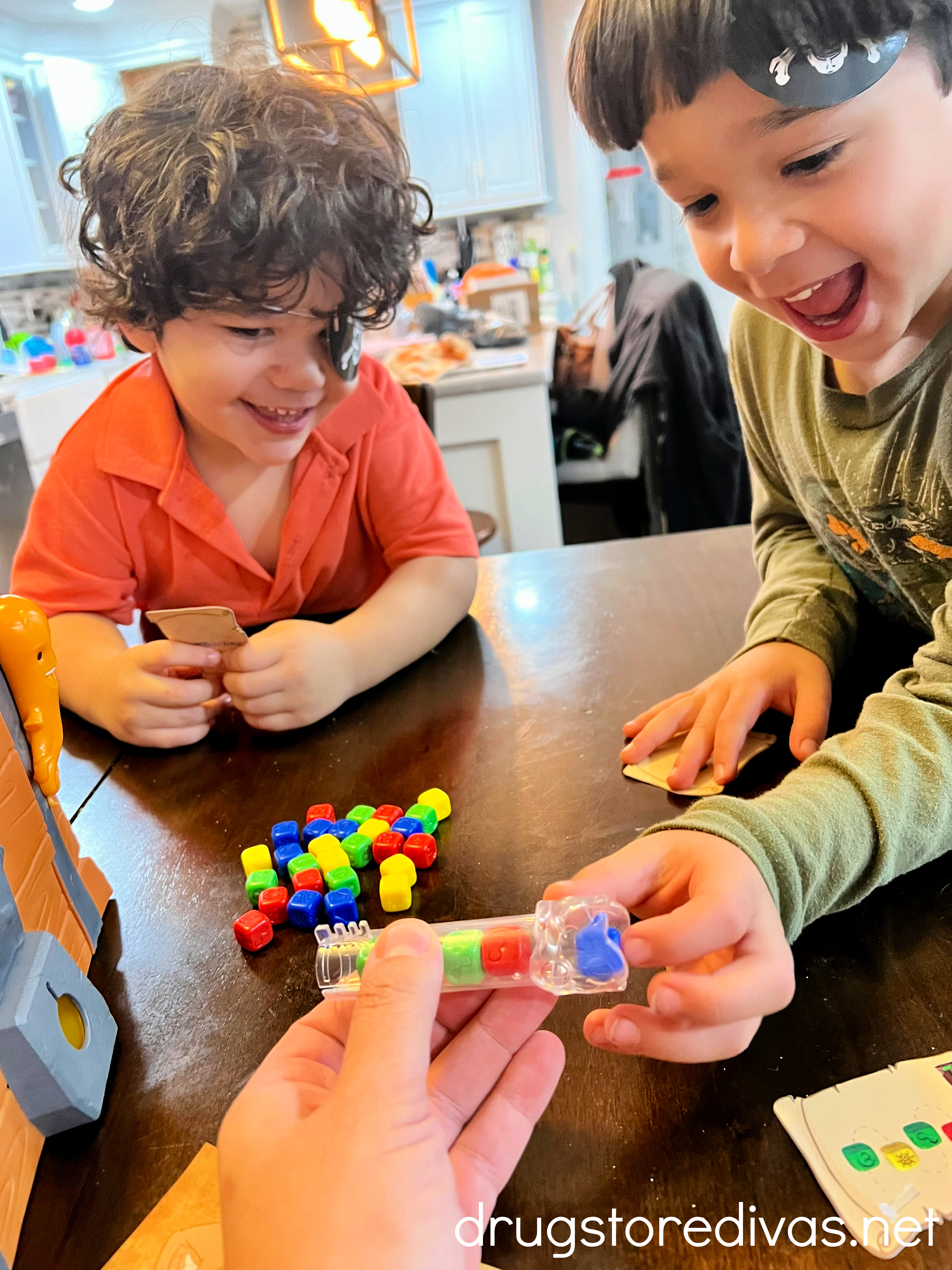 Two boys playing a game.