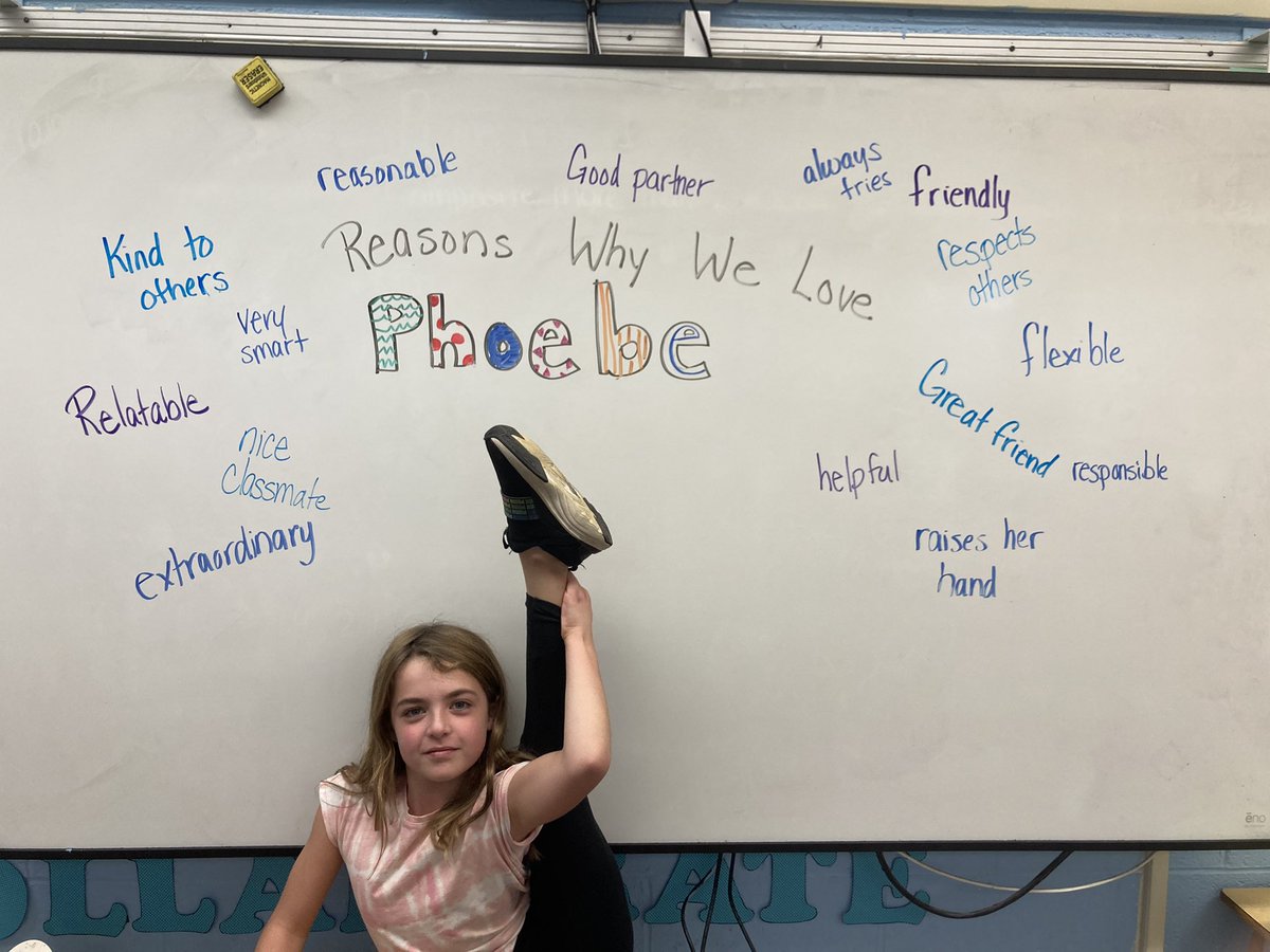Why do we love Phoebe? Let us count the ways! (She chose her pose to show how flexible she really is.)<a href="/NAPublicSchools/">North Attleborough Public Schools</a> #awesomeamvet