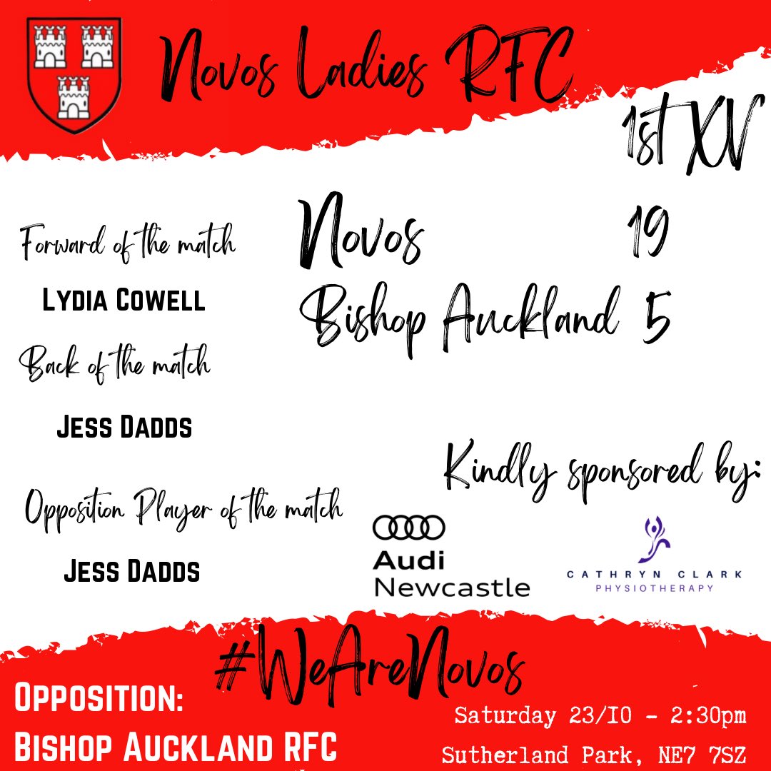 NovosWRFC's tweet photo. ⚫️⚪️🔴RESULT🔴⚪️⚫️
4 from 4! Our 1st XV battled through the mud and rain to slide into their 4th win of the season against newly promoted Bishop Auckland! A rest week ahead of our big bus trip to Cheltenham on 5th November! #wearenovos https://t.co/2X1CXjFFQf