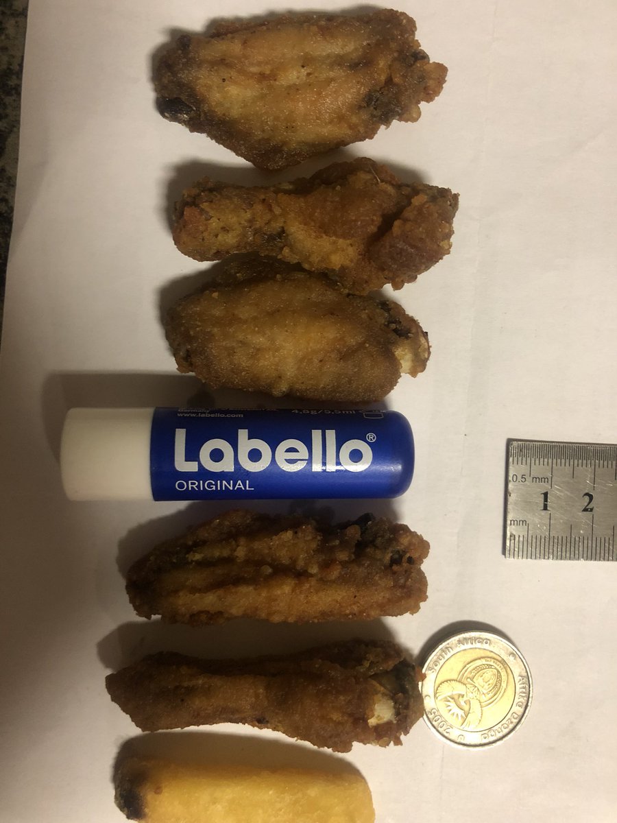 BlaqJew's tweet photo. I’m never one to complain, but @ChickenLickenSA , come on bruh…. I ordered wings (feed my craving) &amp; this ain’t it fam. Even my craving is shocked. The wing is so small I swear this looks like it’s from a mouse. 🐁These things are smaller than a Labello. 😭 https://t.co/mYRI3uRzHN