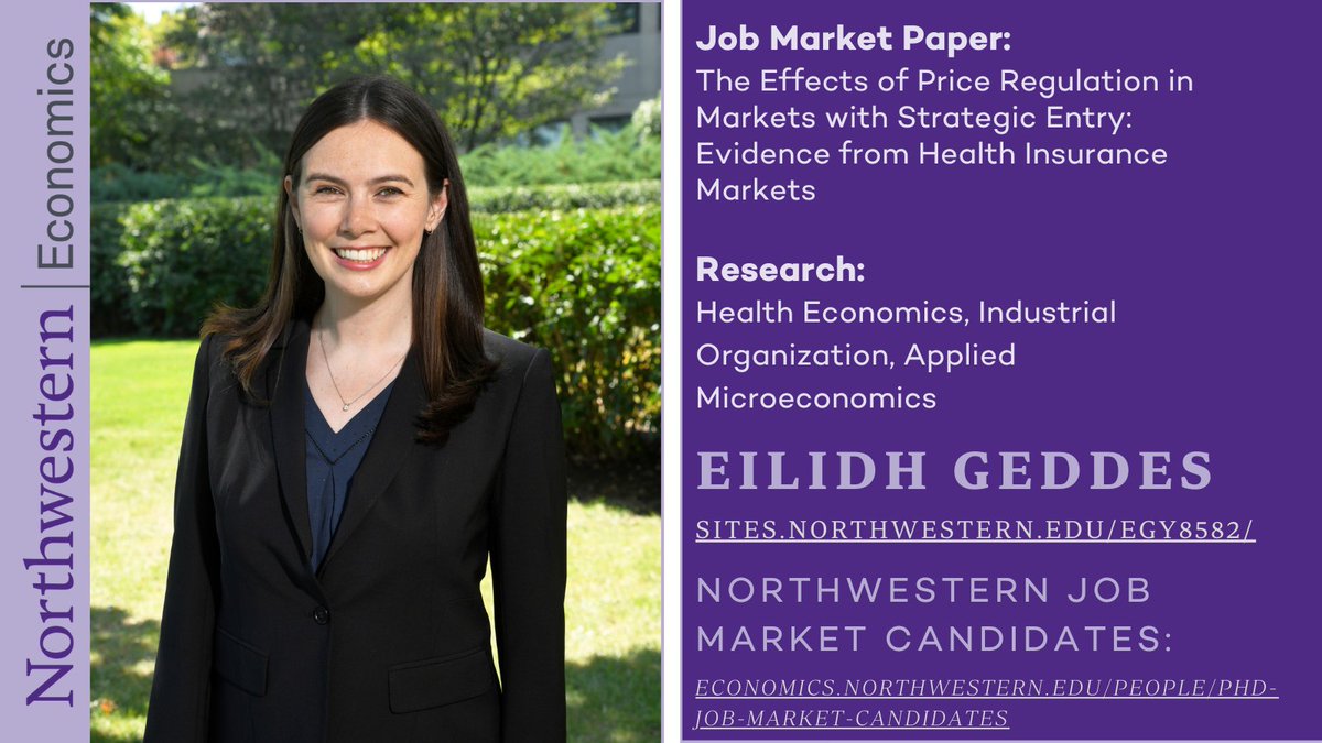 Northwestern Economics (@nueconomics) on Twitter photo Department of Economics PhD Candidate Eilidh Geddes‘s research interests are Health Economics, Industrial Organization and Applied Microeconomics. Learn more about <a href="/eilidh_geddes/">Eilidh Geddes</a> & other Northwestern Economics Job Market Candidates at economics.northwestern.edu/people/phd-job… Department of Economics PhD Candidate Eilidh Geddes‘s research interests are Health Economics, Industrial Organization and Applied Microeconomics. Learn more about <a href="/eilidh_geddes/">Eilidh Geddes</a> & other Northwestern Economics Job Market Candidates at economics.northwestern.edu/people/phd-job…