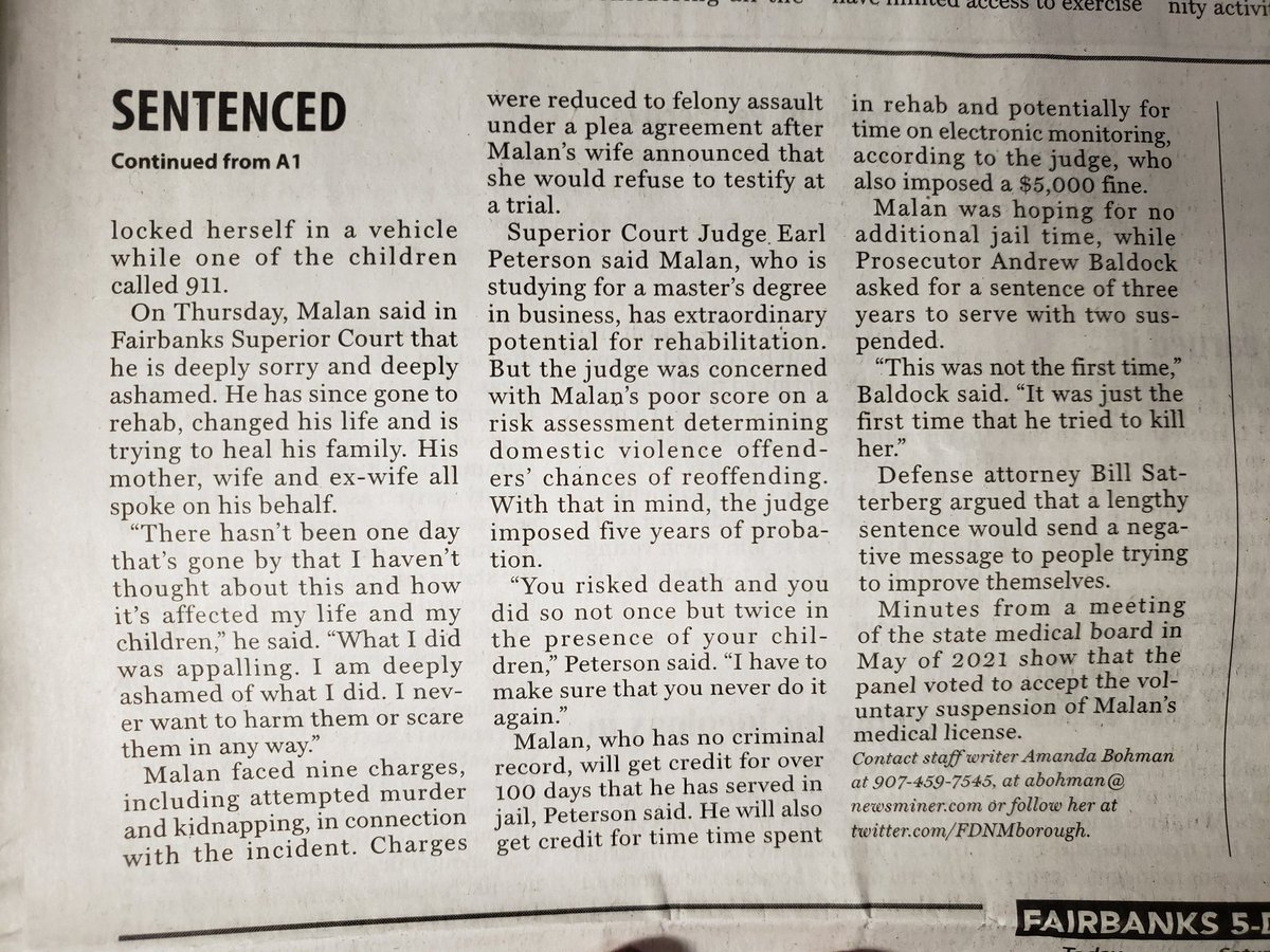 Van_Tiem's tweet photo. @woodyandwilcox 
This article in our local new paper, Daily News Miner, is about an old local Fairbanks, AK radiologist who's convected for domestic violence, but the picture they used was of a DIFFERENT local radiologist named Dr. Burton. https://t.co/tZ0Q2QpLQJ