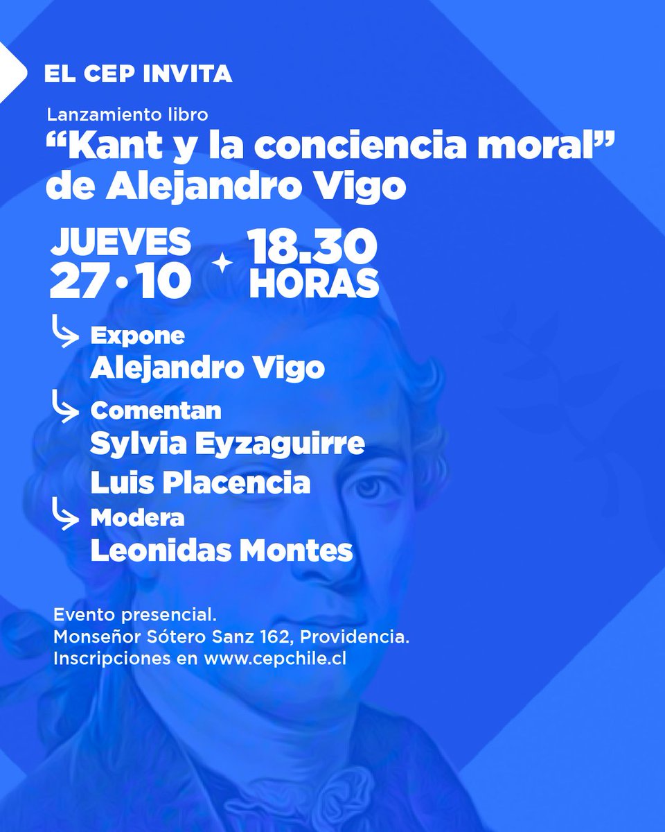 Este jueves presentaremos "Kant y la conciencia moral" en <a href="/cepchile/">El CEP</a>