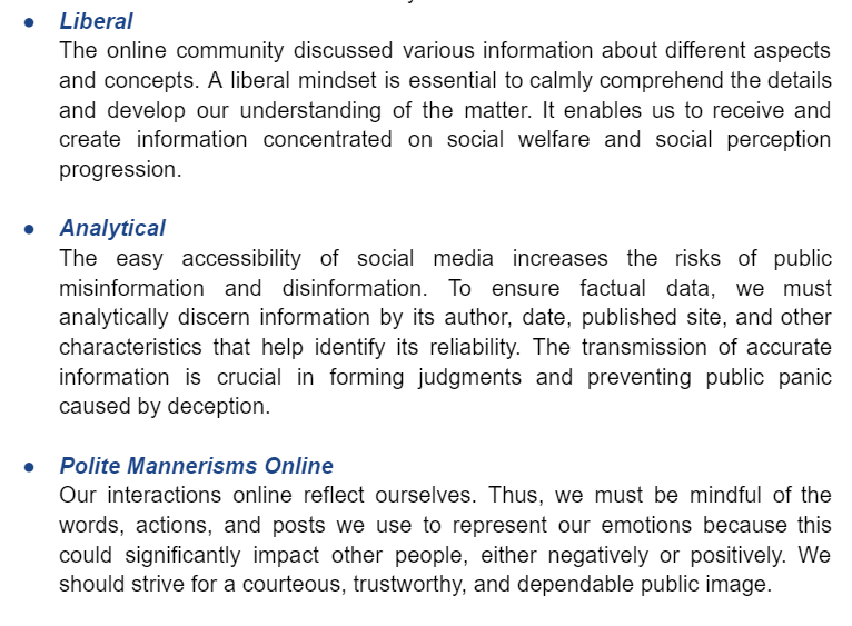 salidolindsy's tweet photo. What do you think are the characteristics of responsible users and competent producers of media and information?

#IntroToMIL 
#KamelA  
#XUMIL2022 https://t.co/vlGvul0qfd