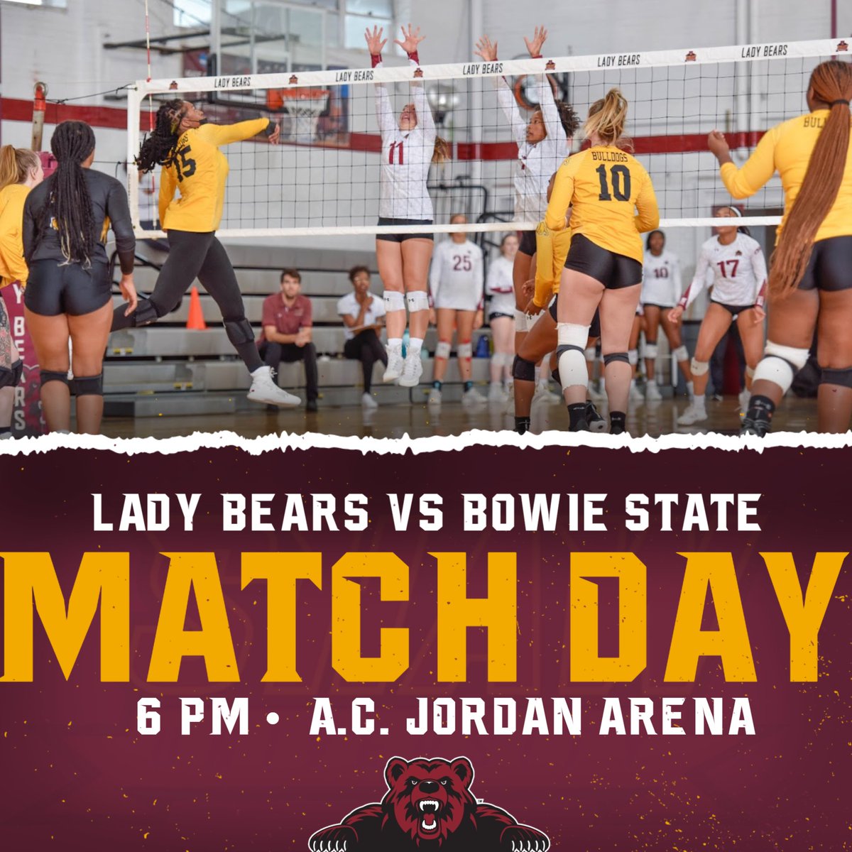 The Lady Bears continue their road trip this evening with a 6 PM match at Bowie State. The match can be seen live here: bit.ly/3DpoQmO #WhateverItTakes | #ShawBears