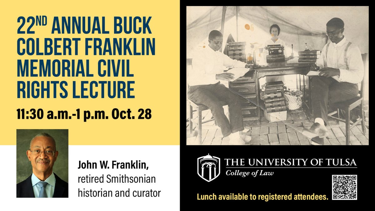 Make plans to attend the 22nd Annual Buck Colbert Franklin Memorial Civil Rights Lecture! 
This event is FREE to the public and a light lunch is provided.
Register at bit.ly/3TsV4TG