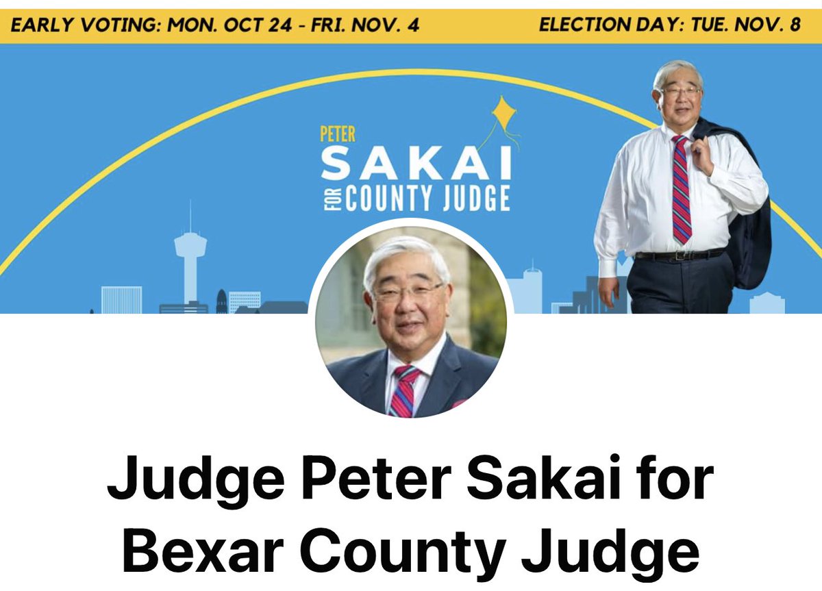 infinitymediasa's tweet photo. I voted for Judge Sakai for Bexar County Judge https://t.co/wSvTGQDHr4
