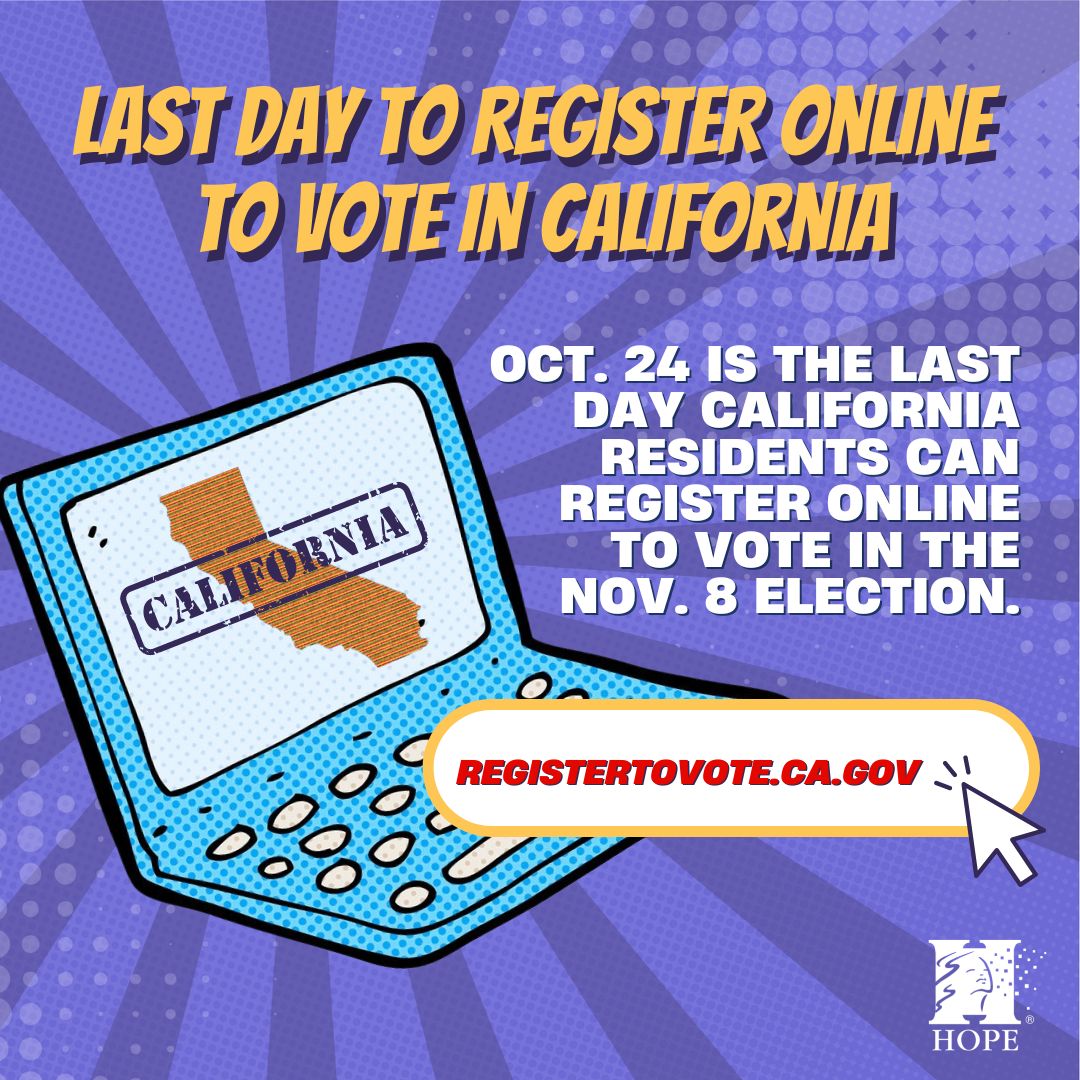 TODAY is the last day CA residents can register to vote ONLINE. Visit registertovote.ca.gov to check your reg status and to register RIGHT NOW! It takes less than 5 minutes! Share this post to remind your Super Votante Squad about this important deadline! #ThisLatinaVotes #VOTA