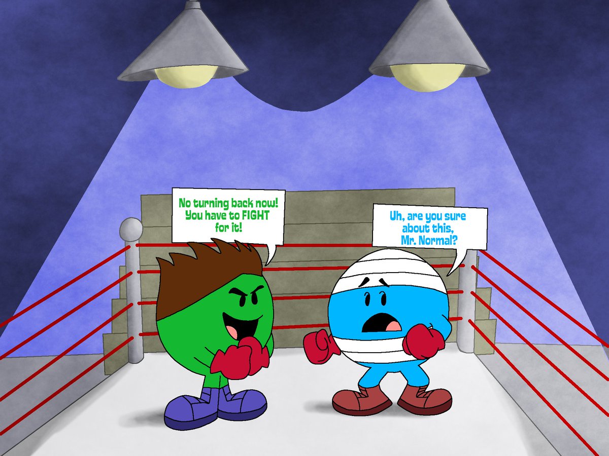 MatthewJGrisha1's tweet photo. Digital version of Mr. Normal challenging Mr. Bump to a boxing match. More coming soon!

#mrnormal #mrbump #mrmen #mrmenlittlemiss #mrmenandlittlemiss #digitalart #fancomic #boxing https://t.co/e30wDlv3AL