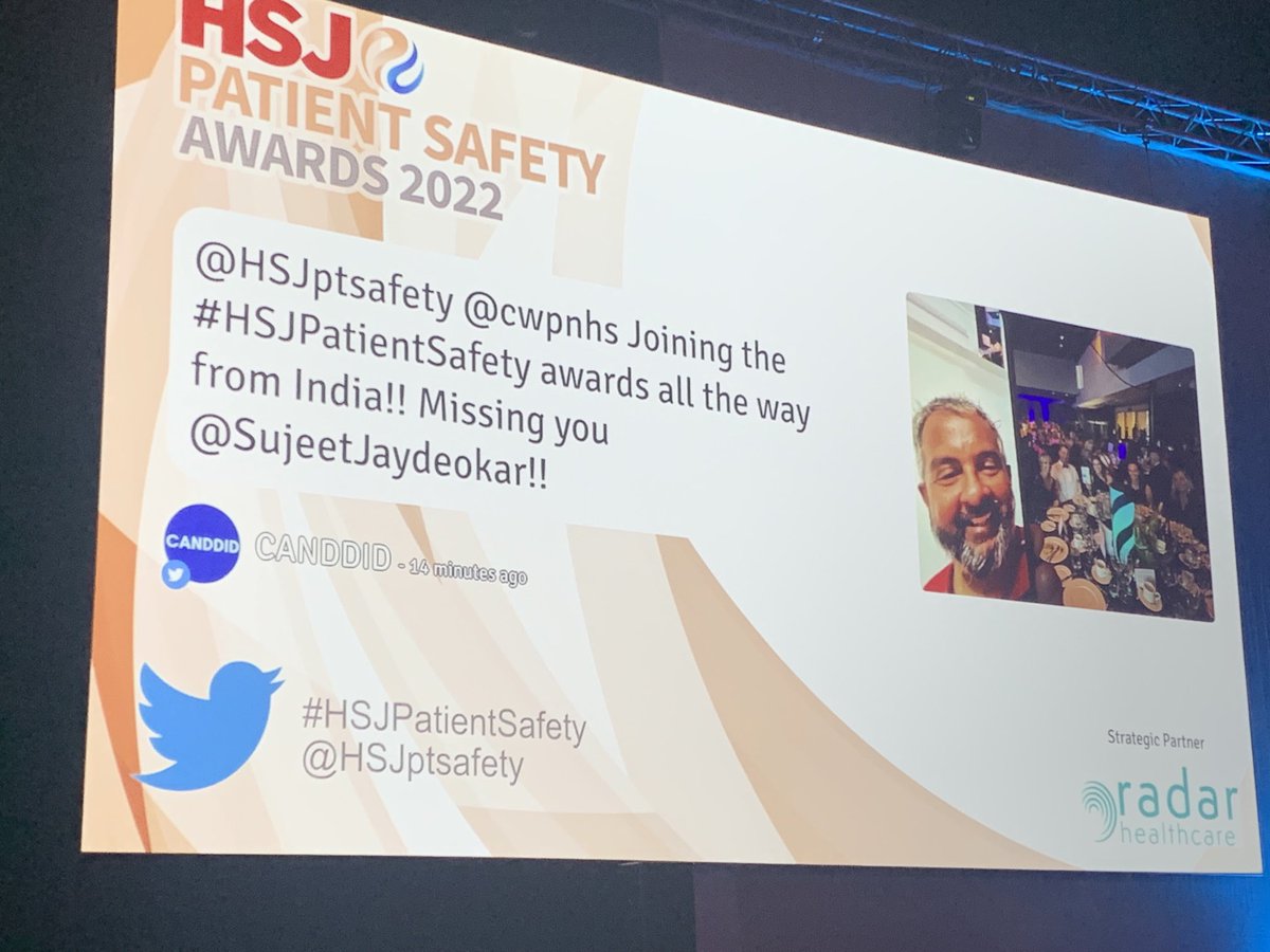 Finally made the big screen #sujeetjaydeokar #HSJPatientSafety awards team CANDDID table 1 and India
