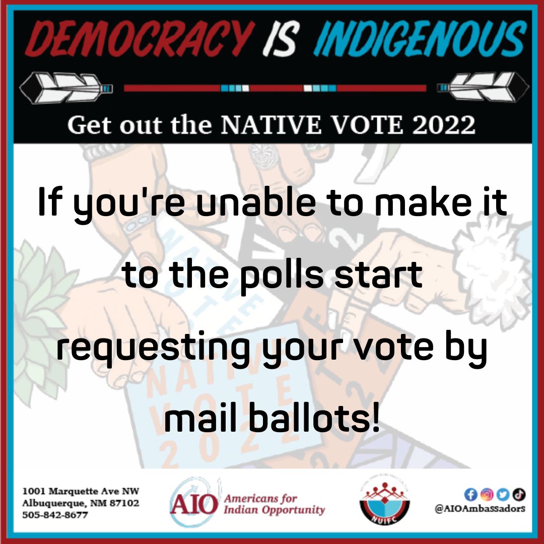 AIOAmbassadors's tweet image. November 3rd will be the last day to request your vote by mail ballots! #DemocracyisIndigenous #NativeVote22 
Request your ballot in our link. linktr.ee/aioambassadors