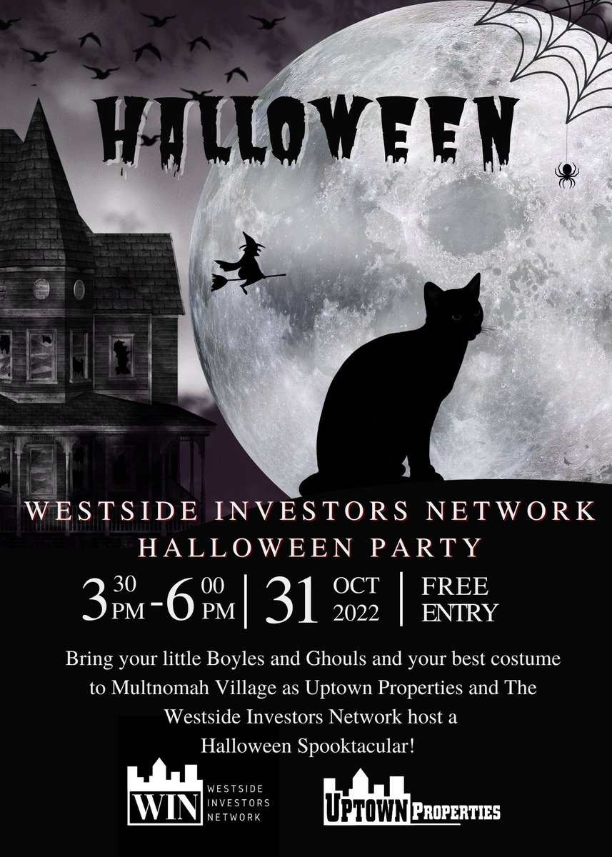 Time to get spooky. 👻🎃

Join us on Oct 31st for a Halloween Spooktacular event! 😉

See you there! 👀
.
.
.
#HalloweenParty
#SpooktacularEvent
#WestsideInvestorsNetwork
#GetSpooky