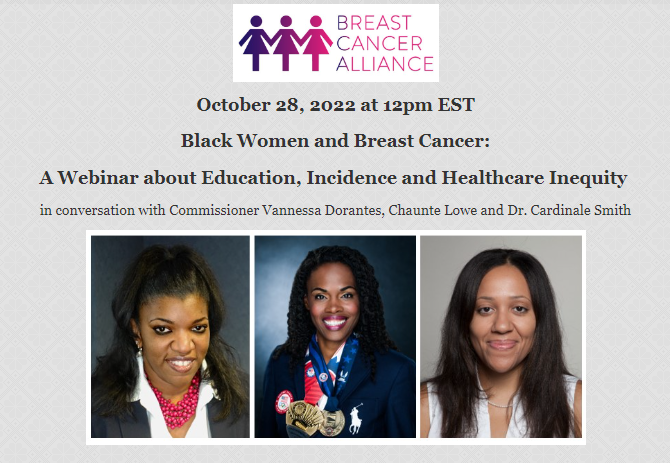 Join <a href="/cardismith/">Cardinale B. Smith</a> for a webinar about Black Women and #breastcancer.
breastcanceralliance.org/events
#BreastCancerAwarenessMonth2022  <a href="/BCAllianceCT/">Breast Cancer Alliance</a> <a href="/MountSinaiNYC/">Mount Sinai Health System</a>