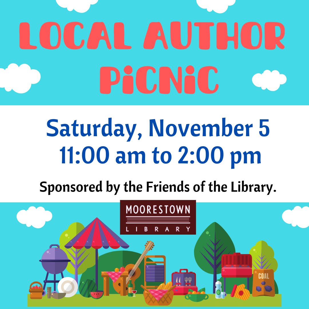 More fun! Will be reading some of my Halloween stories and selling/autographing my books at the author picnic sponsored by the Moorestown, NJ Public Library on November 5th.  Pray for good weather! #teachers; #librarians; #bookposse; ⁦<a href="/taralazar/">Tara Lazar</a>⁩; ⁦<a href="/lauriewallmark/">Laurie Wallmark</a>⁩
