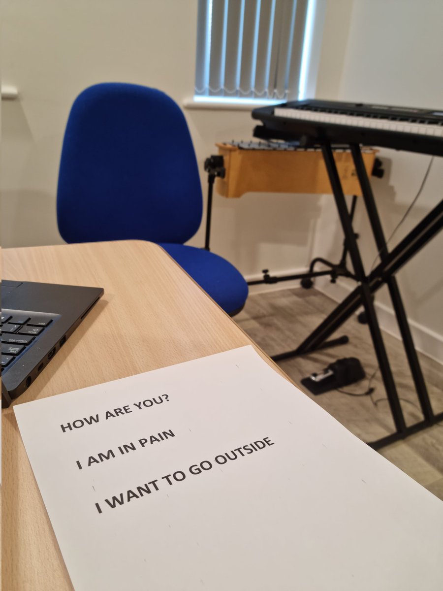 This afternoon we used Melodic Intonation Therapy to support the output and fluency of R's speech. These target phrases will help R effectively communicate with the staff at <a href="/elysiumcare/">Elysium Healthcare</a> and provide him with confidence to expand his expressive language 💬 #Aphasia #Stroke #NMT