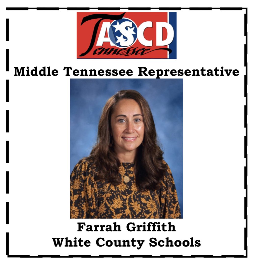 TennesseeASCD's tweet photo. Farrah Griffith 
White County Schools 
Middle Tennessee Rep
#MeetTheBoardMonday @farrah_griffith https://t.co/Ub6xMp71Ha