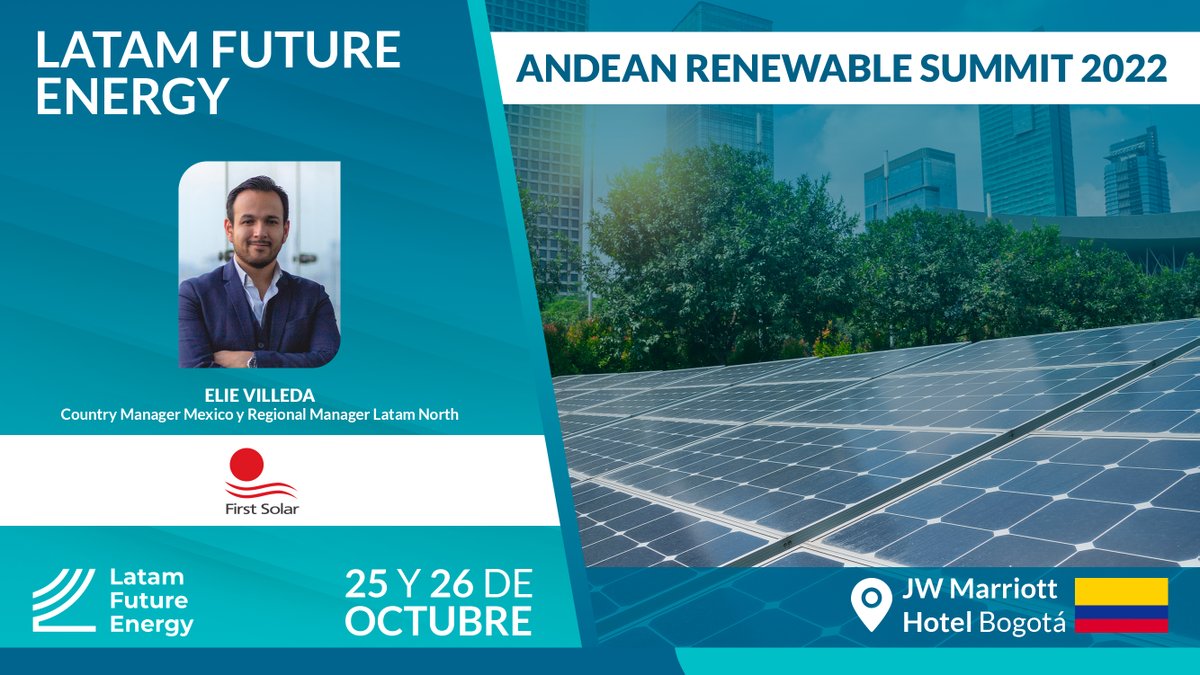 Elie_Villeda's tweet photo. Estaré participando mañana 25 de Octubre en el Panel #8: Región Andina: mercado de oportunidad para los principales jugadores del sector renovable de LATAM Future Energy Summit
Alguien en Bogotá?
@energia1234
@LatamFE
#Solar #SolarResponsable https://t.co/f1dCidAC4s