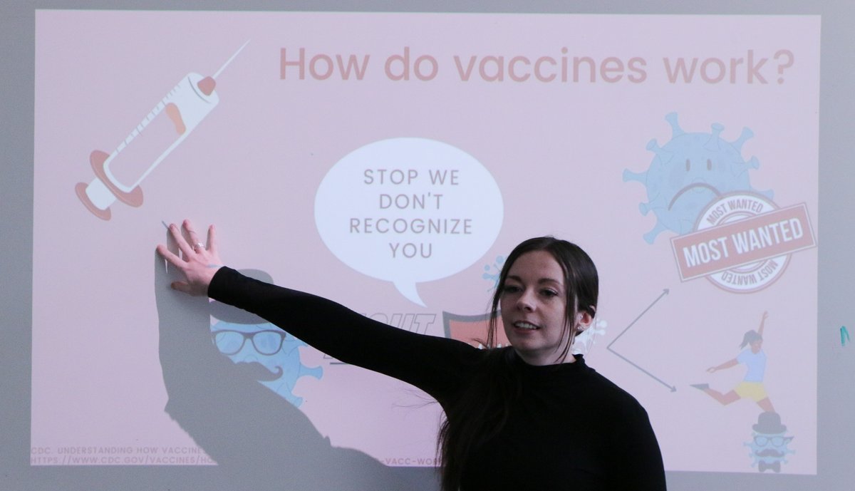 MIKEProgram's tweet photo. MIKE's #missionmonday highlights #healthliteracymonth with Alison, a PharmD student @pacificu presenting the science of vaccines to @dlsnc students. https://t.co/K3CRr5FmaX