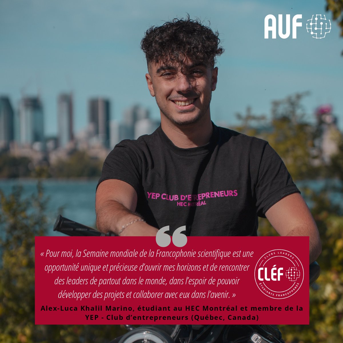 AUF_Ameriques's tweet photo. 🛫 🇨🇦 🇨🇱 🇧🇷 3 étudiants participent au 1er Congrès de la Jeunesse estudiantine francophone les 25-26 octobre dans le cadre de la Semaine mondiale de la Francophonie scientifique. Partage d'expérience, réseautage, échange avec +100 étudiants venus de 50 pays.🙌 
#CLEFAUF #SMFS2022 https://t.co/xloaAWCAHS