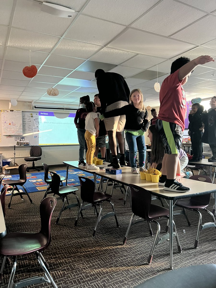 The engagement was high in <a href="/MrTerrence103/">Mr. T</a> 2nd grade class as they reviewed position words.  Which position words do you think they were working on?? 😉 #makeyourmove #middierising <a href="/HMHCo/">HMH Education</a>