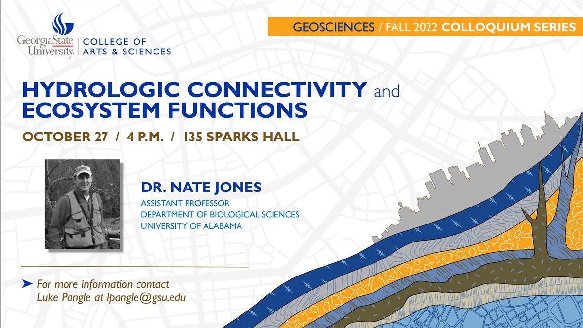 GSUGEOS's tweet photo. This week we're excited to return to another in-person colloquium featuring Dr. Nate Jones @FloodHydrology from @UaDeptBSC! Join us this Thursday, October 27th at 4pm in 135 Sparks Hall to hear more about Dr. Jones' research! https://t.co/9O3UPAXity