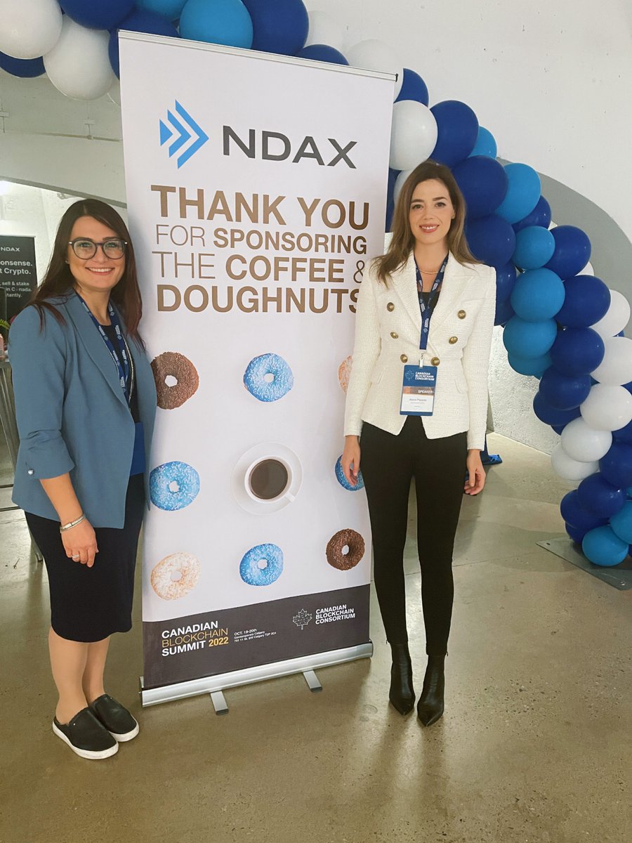 Thank you to <a href="/ndaxio/">Ndax</a> for being the Canadian #Blockchain Summit's awesome coffee and donut sponsors! Great to reconnect with your amazing team.

@Blockchain_CBC <a href="/Guild_One_Inc/">GuildOne</a> <a href="/Koleyayyc/">Koleya</a> #crypto #BlockchainCanada