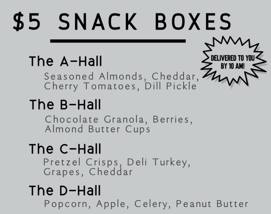 Hey @WeAreHTSD! Did you know we make and sell $5 snack boxes at the Gladiator Cafe? Pictured below is our most popular box: The “C-Hall”! Try one this Friday (10/28) when you stop into your favorite cafe from 8:30-9:30 in room b106 at @HTSD_Grice! @sue_ferrara @GricePrincipal_