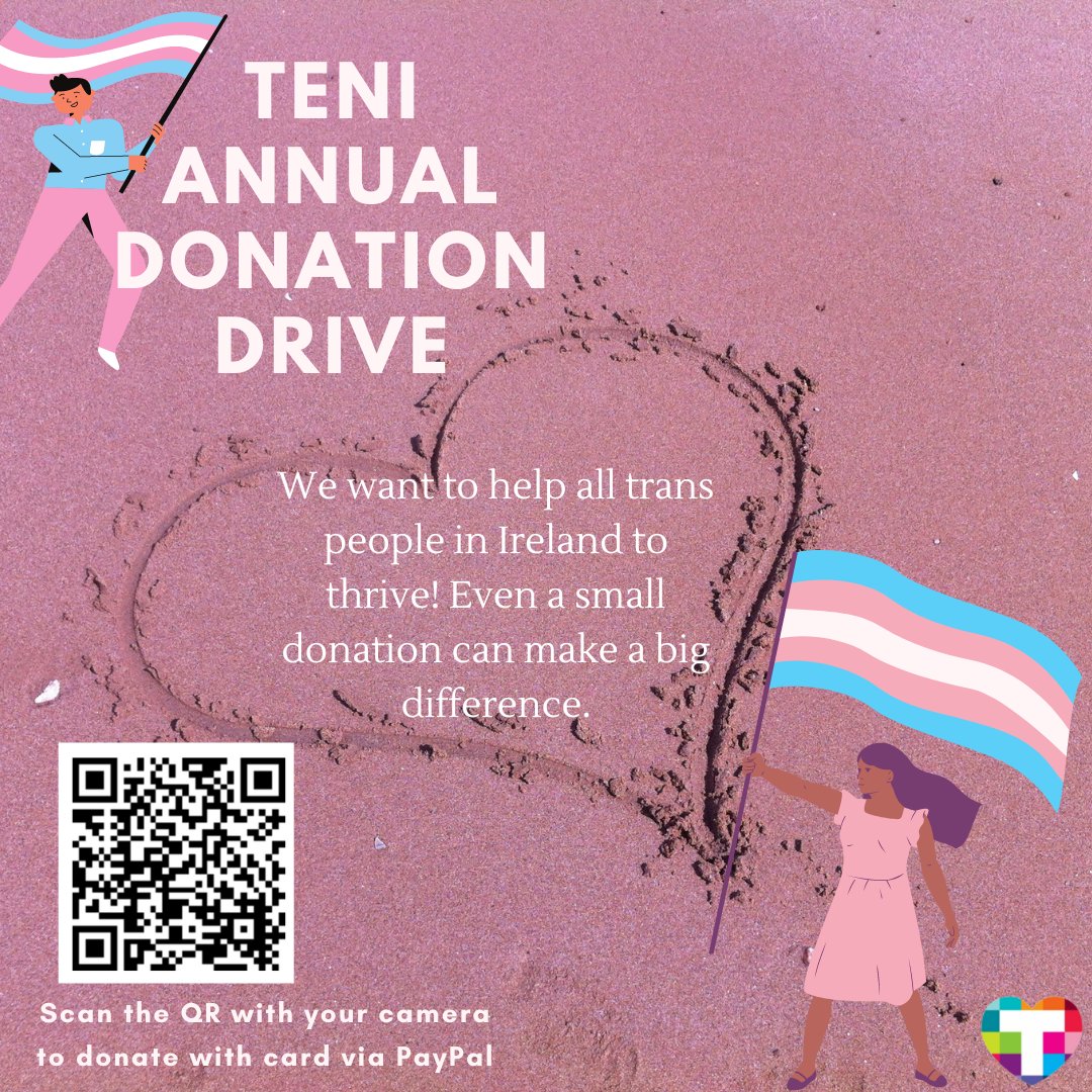 TENI wants trans people to thrive. Help our work to support our community and to change hearts and minds. Click and donate on the link below. If you’re not in a position to donate, please share! bit.ly/TENIDrive #DonationDrive