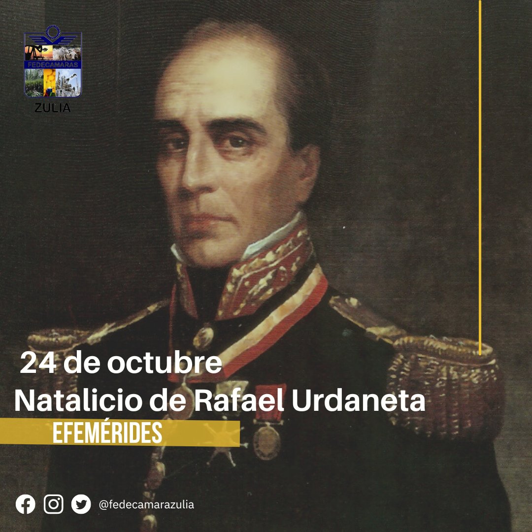 fedecamarazulia's tweet photo. #24Oct | Se cumplen 234 años del natalicio del Gral. Rafael Urdaneta

Un #Marabino que fue clave en la independencia de #Venezuela junto a Simón Bolívar. Sus estudios y formación en Colombia, le darían años más tarde la oportunidad de ser el último presidente de La Gran Colombia https://t.co/U5GLDry0C5