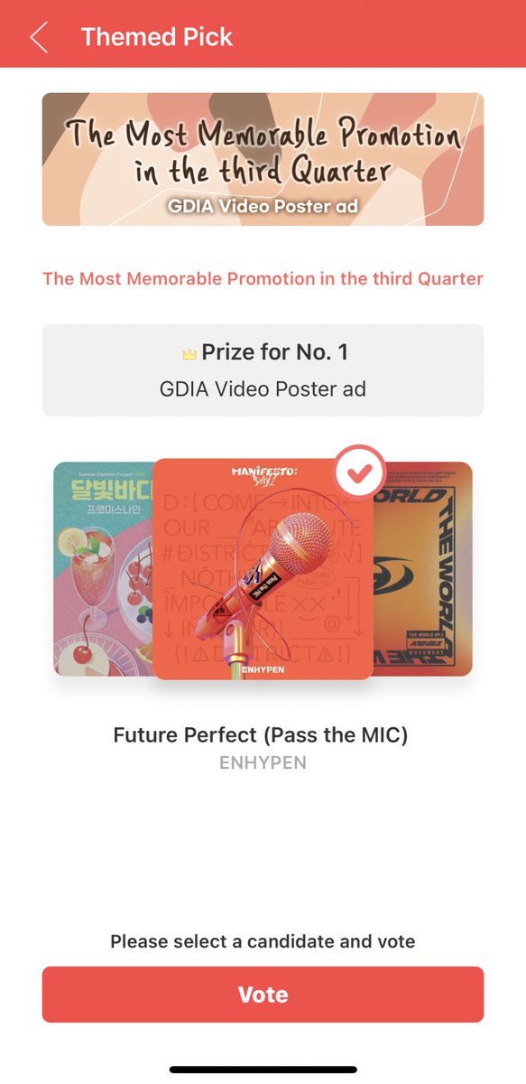 CONNECTEN_GENE's tweet photo. Choeaedol Themed Pick <The Most Memorable Promotion in the 3rd Quarter>

Vote for #FuturePerfect ! 💌

~ See pictures below for voting steps.
~ Current rank: #8 
~ From Oct. 20 - Nov. 4
~ Prize: GDIA Video Posted Ad

@ENHYPEN_members @ENHYPEN #ENHYPEN #엔하이픈 https://t.co/HiwUuYa0dc