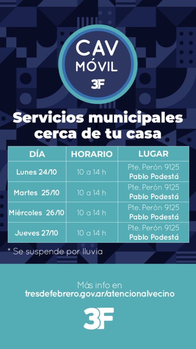 toniolo_marcela's tweet photo. Esta semana el #CavMovil en #PabloPodestá.
Una herramienta de cercanía , escucha, información y orientación cerca de cada vecino.
#AtenciónAlVecino https://t.co/9dY832mcIw
