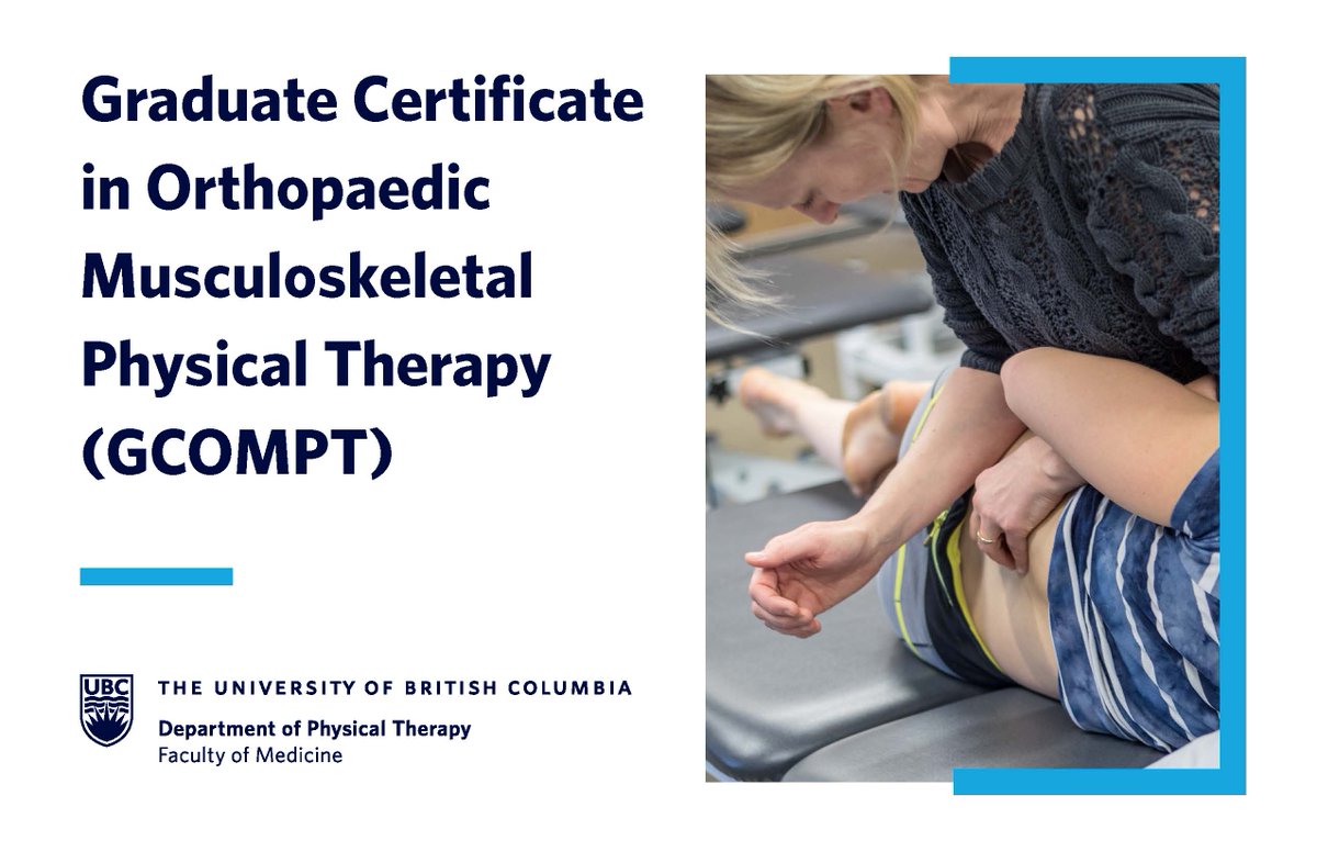 UBC_PT's tweet photo. Want to take your musculoskeletal physio skills to the next level? πͺ GCOMPT is now accepting applications for September 2023. Learn More and register - https://t.co/lKUhRQo6Y8
.
#ubc #ubcpt #gcompt #physio #physiotherapy #physicaltherapy #cpd #certificate #pt https://t.co/vckkPYSaNg