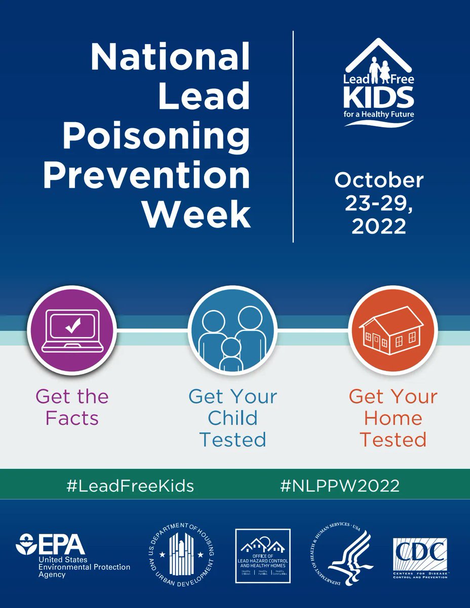 BHCHD's tweet photo. It’s #NLPPW2022. 
There is no safe blood lead level has been identified for children and even low levels of lead in the blood can have lifelong health impacts. 
The good news is childhood lead poisoning is preventable! 
Learn more at https://t.co/3dPVP1Dtg7. https://t.co/kPgrqWh1JA