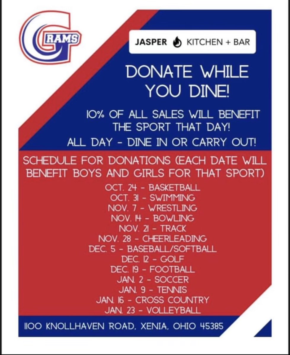 Tonight is the night! Support the boys and girls basketball teams by eating at Jasper Hills today! You can eat there or carry out and support a good cause at the same time!